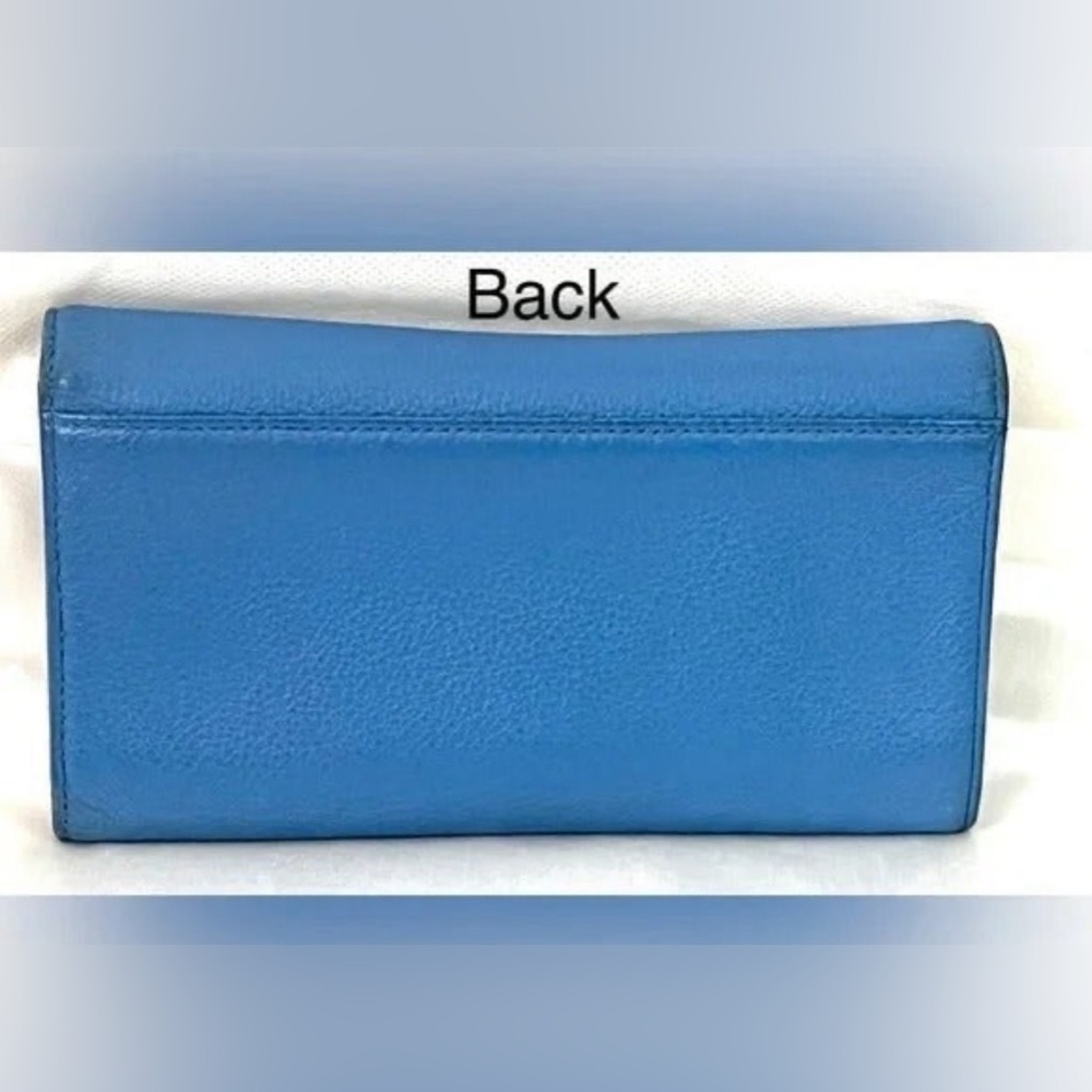MCM Blue Leather Wallet Bifold Wallet Checkbook ID Cards Holder Womens Gifts - Picture 2 of 6